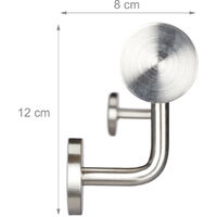 Relaxdays Aluminium Handrail, Round, In- & Outdoor Use, Matt, Bannister, 150 cm, Ø 42mm, With Brackets, Anthracite