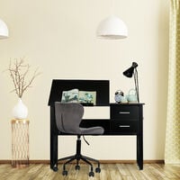 Relaxdays Desk Tilting, Adjustable Worktop Surface, Laptop Table or Drawing Desk, HWD 75x110x55cm, Black