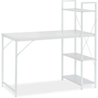 Relaxdays Desk, Combi With 4 Shelves, For Bedroom Or Office, HWD: 121 x 120 x 62 cm, White