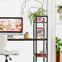 Relaxdays Desk, Combi With 4 Shelves, For Bedroom Or Office, HWD: 121 x 120 x 62 cm, Wood/Black