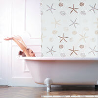 Relaxdays Shower Roller Blind, Water-repellent, For Bath & Shower, Shell Design, Ceiling, 140x240cm, Semi-transparent