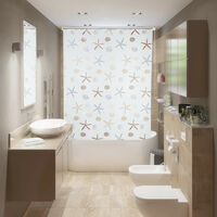 Relaxdays Shower Roller Blind, Water-repellent, For Bath & Shower, Shell Design, Ceiling, 100x240cm, Semi-transparent