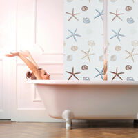 Relaxdays Shower Roller Blind, Water-repellent, For Bath & Shower, Shell Design, Ceiling, 60x240cm, Semi-transparent