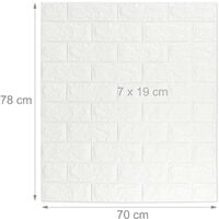 Relaxdays Wall Panels Self-adhesive, Decorative Stone Look, 3D Panel, Soft PE Foam, Set of 10, 78 x 70 cm, White