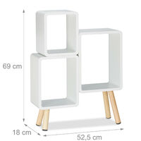 Relaxdays 3-Piece Shelf System, Cube Bookcase, Coffee Table with 4 Legs, MDF, HWD: 69x52.5x18 cm, White
