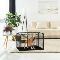 Relaxdays Whelping Pen with Floor Tray, Enclosure for Small Dogs, Puppies and Bunnies, Tall, 70x108x73 cm, Black