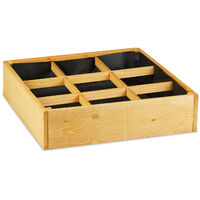 Relaxdays wooden raised bed, square, 9 compartments, fleece liner, cold frame for garden, patio, 60x60x15 cm (LxWxH)