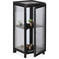 Relaxdays wooden greenhouse, cold frame, outdoor, 2 shelves, 36x36x800 cm (LxWxH), door and top window, plants, black