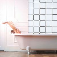Relaxdays Shower Curtain Roller Blind, Water-repellent, Bath & Shower, Retro, From Ceiling , 120x240cm, Semi-transparent