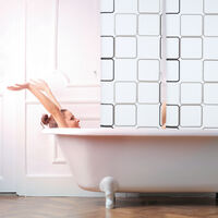 Relaxdays Shower Curtain Roller Blind, Water-repellent, Bath & Shower, Retro, From Ceiling , 60x240cm, Semi-transparent