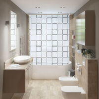 Relaxdays Shower Curtain Roller Blind, Water-repellent, Bath & Shower, Retro, From Ceiling , 60x240cm, Semi-transparent