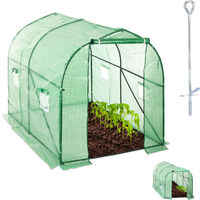 Relaxdays Walk-In Tunnel Tomato Greenhouse, Door, Balcony & Garden, Plug-In System, Grow Tent, 300x200x200cm, Green