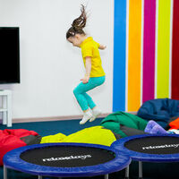 Relaxdays Foldable Children's Trampoline, Max User Weight: 45 kg, HxWxD: 22 x 96 x 96 cm, Blue-Black