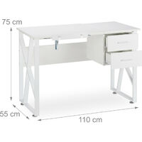 Relaxdays Desk Tilting, Adjustable Worktop Surface, Laptop Table or Drawing Desk, HWD 75x110x55cm, White