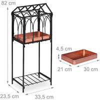 Relaxdays metal plant stand, 2-tiered storage shelving unit, indoors & outdoors, 33.5x23.5x82 cm (LxWxH), vintage, black