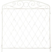 Relaxdays garden fence panels, metal fencing, 278 x 81 cm (LxH), decorative elements, vintage design, outdoor, white