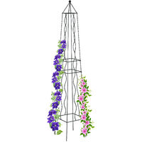 Relaxdays garden obelisk, metal trellis, climbing aid for plants, growing frame, weatherproof, steel, 152 cm (H), black