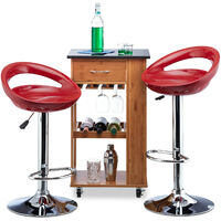 Relaxdays Bar Stool Set of 2, Height-Adjustable, Swivel, 120 kg, Metal Bistro Chair, HxWxD: 99 x 46 x 39 cm, Red