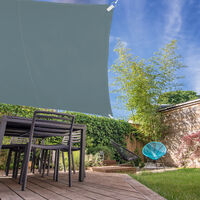 Relaxdays shade sail, square, size 2 x 2 m, waterproof, UV protection, canopy, with ropes, patio, awning, terrace, grey