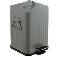 Relaxdays pedal bin, 5 litres, soft-closing mechanism, removable inner bin, bathroom waste bin, metal, light grey