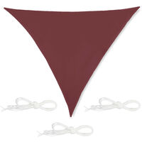 Relaxdays shade sail, water-repellent, UV protection, triangular canopy with tension ropes, garden, 3x3x3 m, dark red