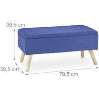 Relaxdays Hallway Storage Bench, Padded, Wooden Legs, Fabric Cover, HxWxD: 39.5 x 79.5 x 39.5 cm, Various Colors