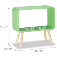 Relaxdays Small Freestanding Shelf HxWxD: 50x53x20 cm, Nightstand, Modern MDF Coffee Table, Side Table in Green
