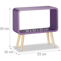 Relaxdays Small Freestanding Shelf HxWxD: 50x53x20 cm, Nightstand, Modern MDF Coffee Table, Side Table in Purple