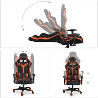 Relaxdays Gaming Chair XR10, Office Desk Swivel Chair for Gamers, 120 kg Capacity, Adjustable, Professional, Black-Orange