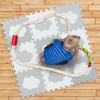 Relaxdays jigsaw playmat, 18 pieces, EVA foam, non-toxic, interlocking foam mats, soft play, in white/grey