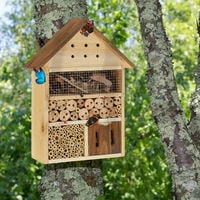 Relaxdays insect hotel, nesting box for bees, butterflies, ladybirds, bug house for the garden, with hook, natural wood