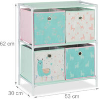 Relaxdays Children’s Shelf with 4 Boxes, Toy Storage Stand, For Boys & Girls, Cute Lama Design, Colourful