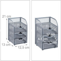 Relaxdays Desk Organizer, Metal Mesh Storage Box, File Sorter, HWD 21 x 12.5 x 13 cm, Silver