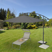 Relaxdays cantilever parasol with crank handle, 300 cm diameter, incl. protective cover, tilts, sturdy, with pole, grey