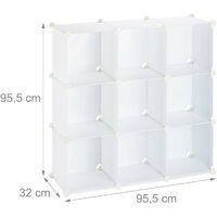 Relaxdays Shelving System, Plastic Room Divider, Standing Shelf with 9 Compartments, 95 x 95 x 32 cm, White