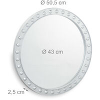 Relaxdays Round Wall Mirror, Hanging Mirror for Hallway, Living Room, Bathroom, ∅ app. 50.5 cm with Frame, Silver