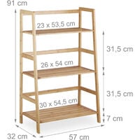 Relaxdays Bamboo Freestanding Bookcase with 3 Shelves, HxWxD: 91 x 57 x 32 cm, Narrow Rack, Bathroom Storage Unit, Bookshelf, Natrual Brown
