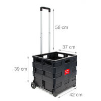 Relaxdays Heavy Duty Foldable Shopping Trolley, 35 kg, Wheeled Crate, 39 x 42 x 37 cm, Aluminium and Plastic, Black