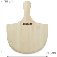 7 x 43 x 31.5 cm Size Relaxdays Pizza Stone Set 3 cm Thick w/ Metal Holder and Wooden Pizza Peel Natural 