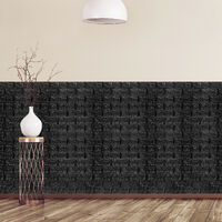 Relaxdays Wall Panels Self-adhesive, Decorative Stone Look, 3D Panel, Soft PE Foam, Set of 5, 78 x 70 cm, Black
