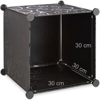 Relaxdays Modular Plastic Shelf, Expandable Shelving System, 15 Durable Compartments, Individual Standing Shelf, Black