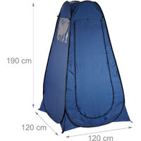 Relaxdays Pop Up Changing Tent, H x W x D: 190 x 120 x 120 cm, Waterproof Instant Tent, Compact, UV 50+, Blue