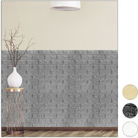 Relaxdays Wall Panels Self-adhesive, Decorative Stone Look, 3D Panel, Soft PE Foam, Set of 5, 78 x 70 cm, Grey