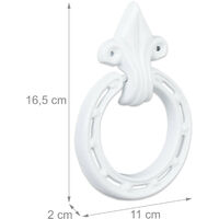 Relaxdays Antique Knocker, Cast Iron, Embellished Knocking Ring, For Front Door, HxWxD: 16.5 x 11 x 2 cm, White