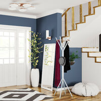 Relaxdays metal coat stand, modern, hat rack, clothes rail, freestanding, 12 hooks, 42 x 42 x 170 cm, white