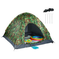 Relaxdays Pop-up Beach Tent UV Protection, 50+spf for Adults, Kids and Dogs, Lightweight, HBT: 145x180x180, Camouflage