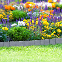 Relaxdays Garden Edging, 10 Piece Set, Flowerbed Lawn Border, Stone Effect, HxW: 10x25 cm, Push-In, Grey