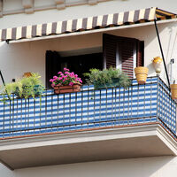 Relaxdays Garden Privacy Screen, for Balcony & Patio, UV Resistant, HDPE, 1.5 m x 6 m, Blue/White