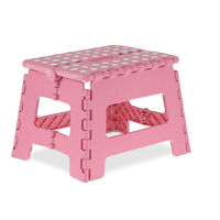 Relaxdays Folding Step Stool, Collapsible, Non-Slip, Max. Load 120 kg, Carry Handle, HxWxD: 22.5 x 32 x 25 cm, Pink