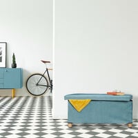 Relaxdays Storage Bench, Velvet Cover, Wooden Feet, H x W x D: approx. 34 x 76 x 38 cm, Light Grey